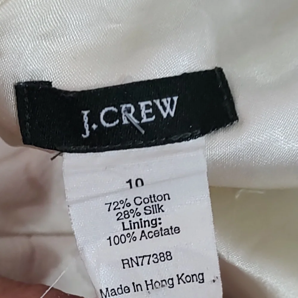 J Crew Ivory Silk Cotton Blend Floral Damask Scoop Back Dress, 10